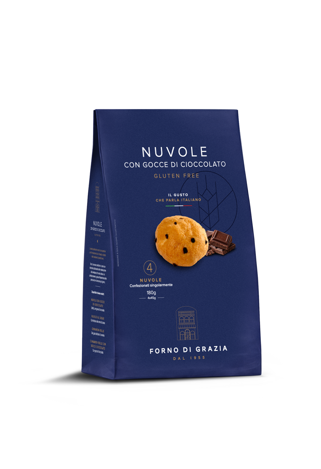 FORNO DI GRAZIA - Obláčky s kousky čokolády bez lepku 180 g (4 x 45 g)