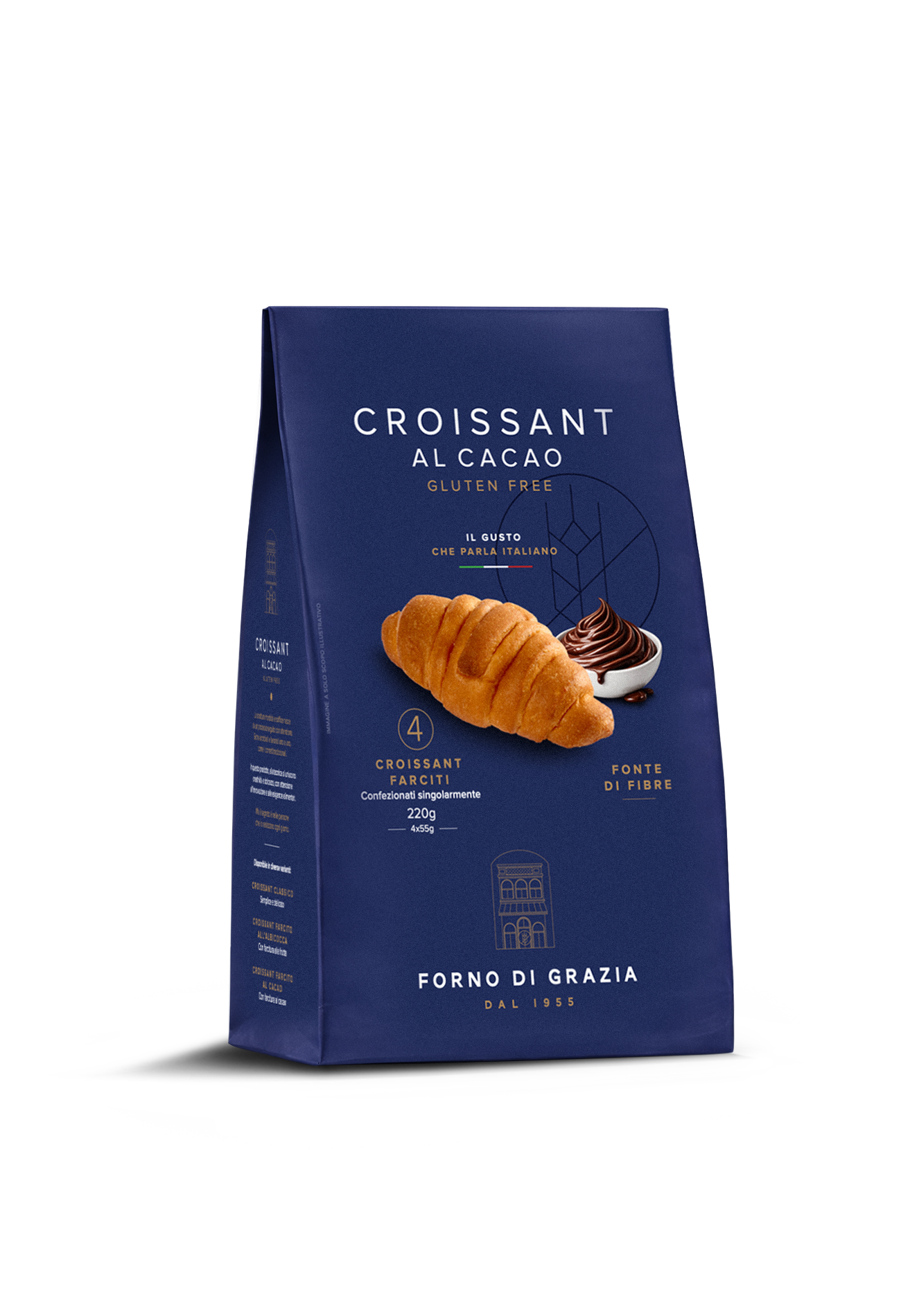 FORNO DI GRAZIA - Croissanty s kakaovým krémem bez lepku 220 g (4 x 55 g)