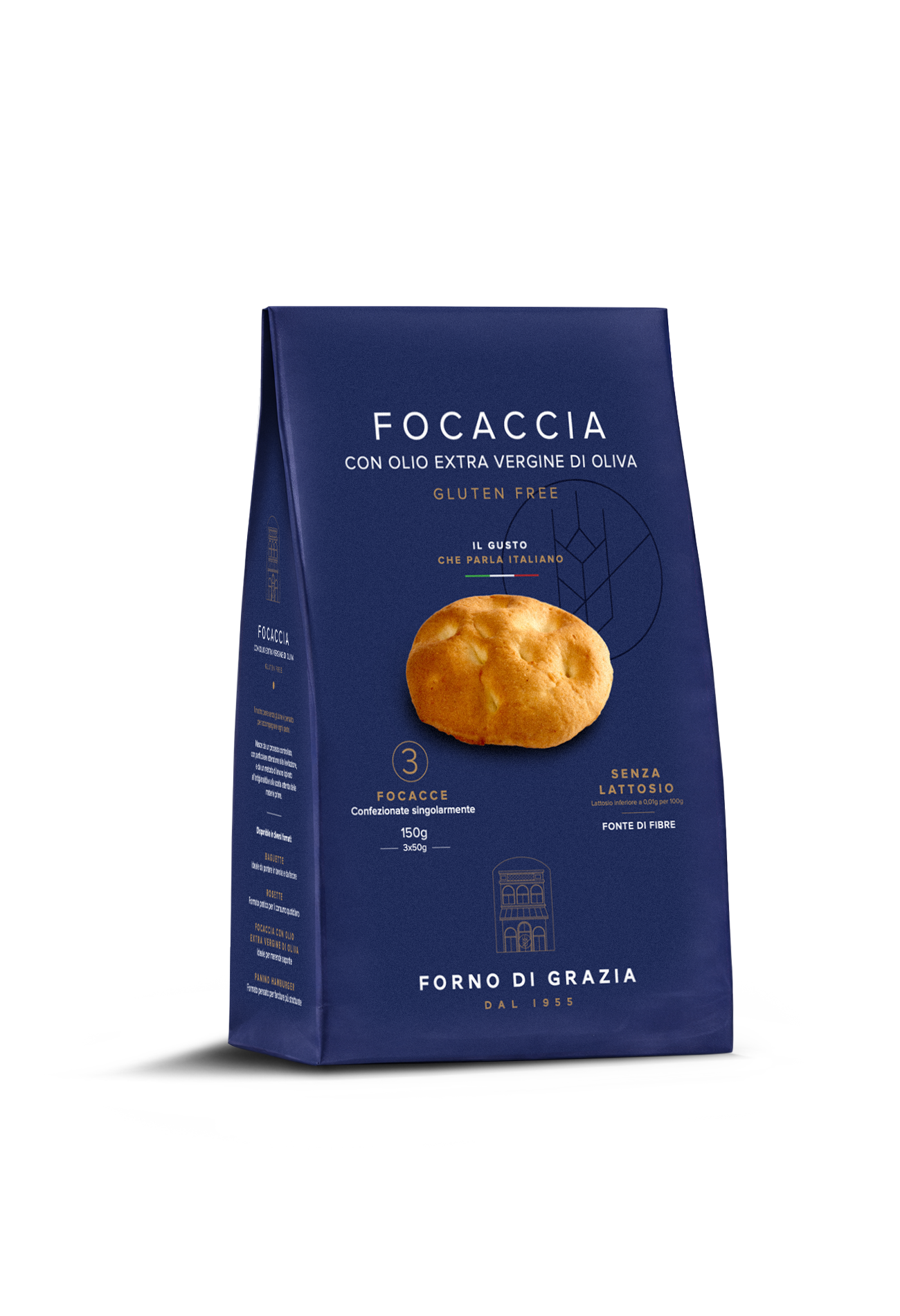 FORNO DI GRAZIA - Focaccia bez lepku a laktózy 150 g (3 x 50 g)